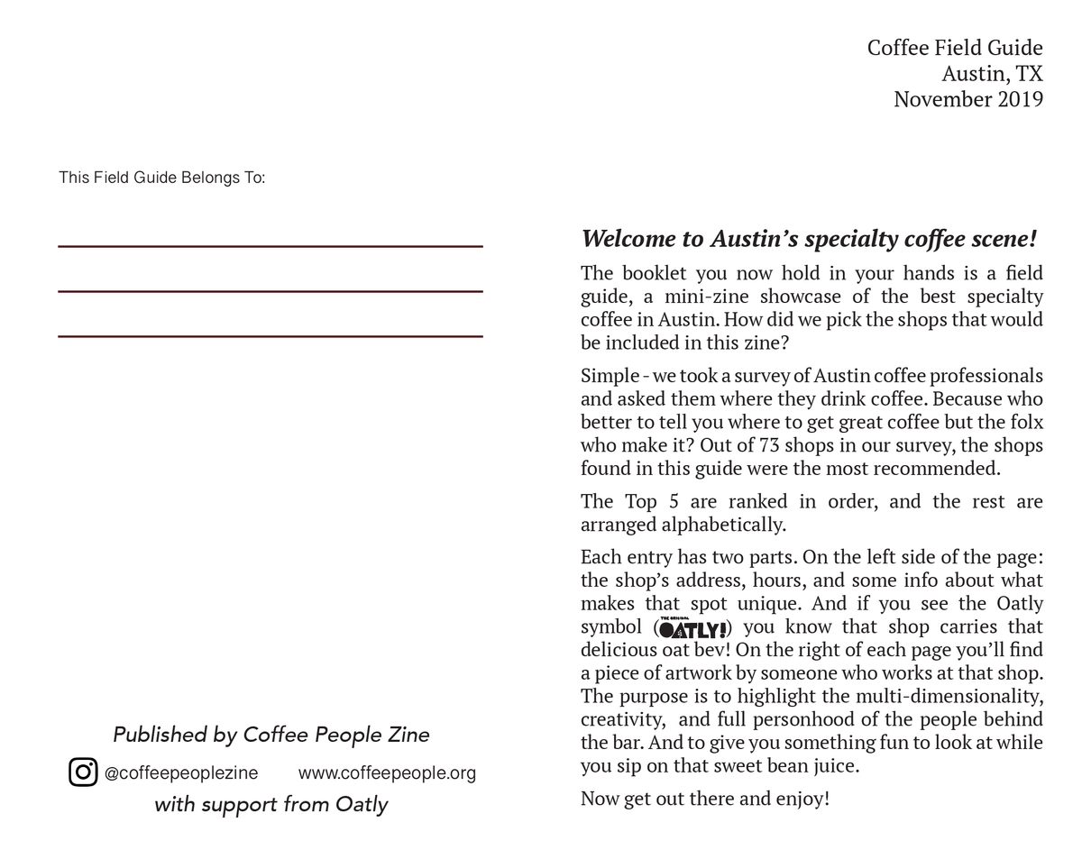 Coffee Field Guide / Austin DIGITAL PDF – Coffee People